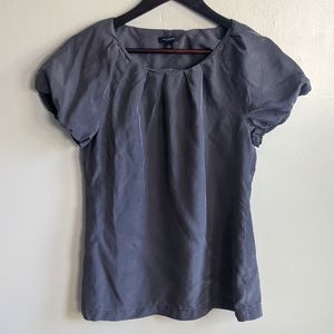 100% silk Ann Taylor Puff Sleeve Charcoal Top